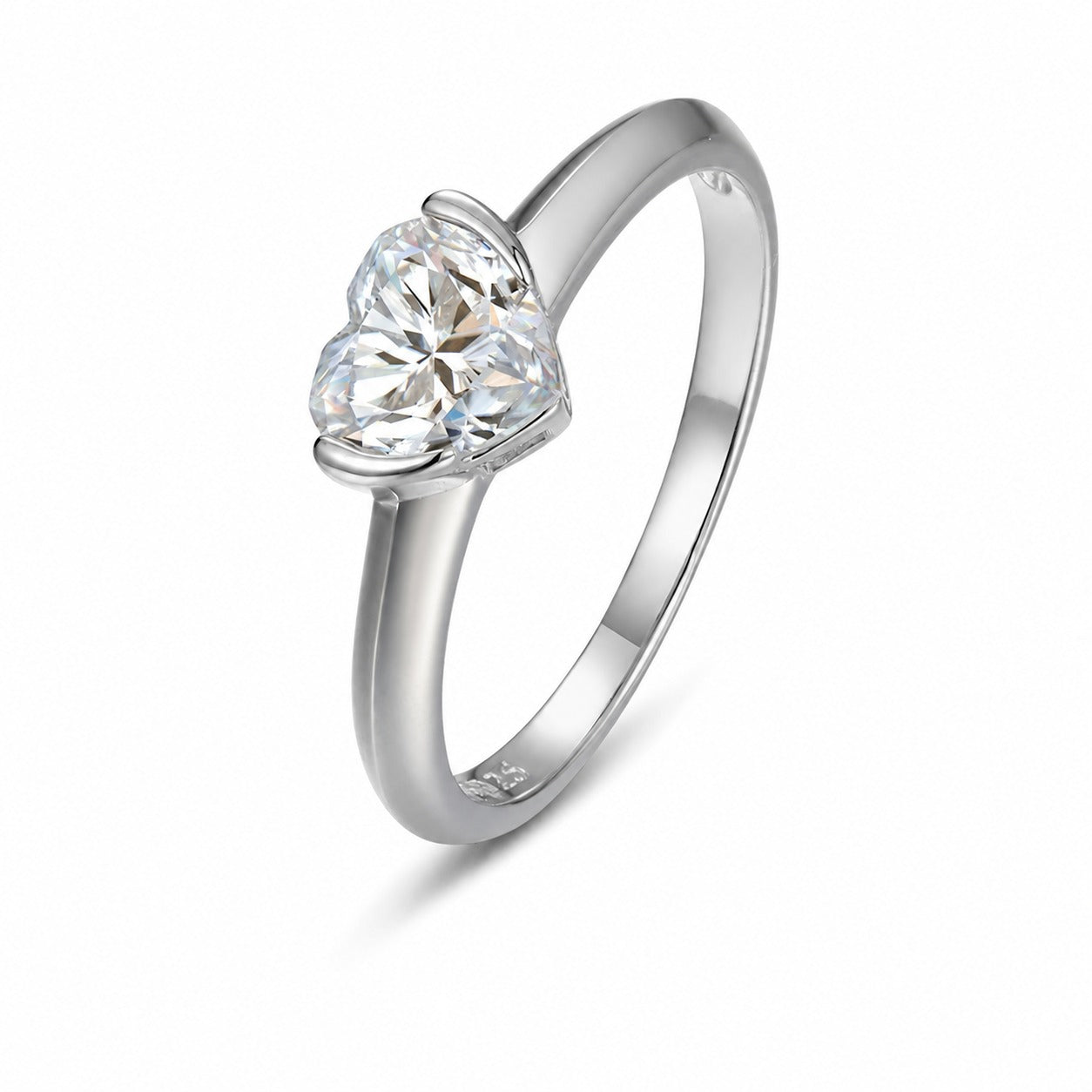 Heart Shape White Moissanite  925 Sterling Silver Ring