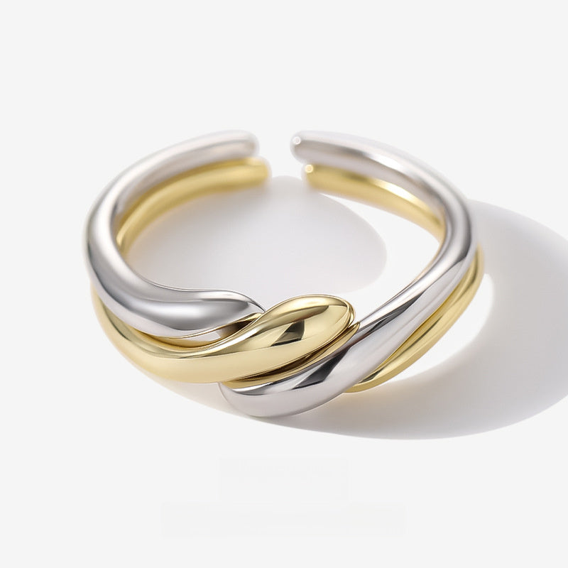 Fashion Jewelry Anniversary Gift Elegant Women Wave Design S925 Sterling Silver Open Adjustable Ring