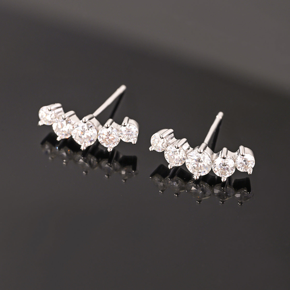 Five-Stone Set Affordable Luxury Versatile  925 Sterling Silver Earrings