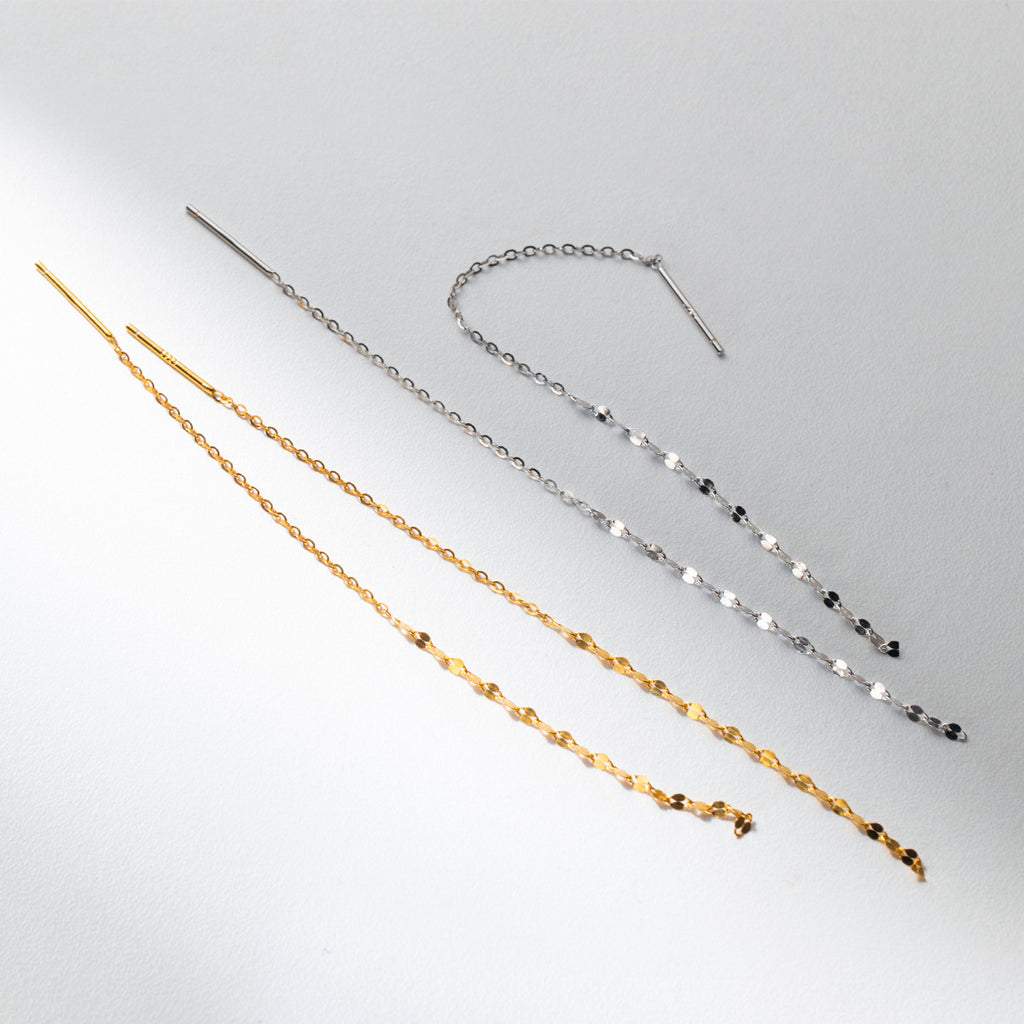 Minimalist Chain Threader S925 Sterling Silver Long Tassel Ear Line Drop Earrings