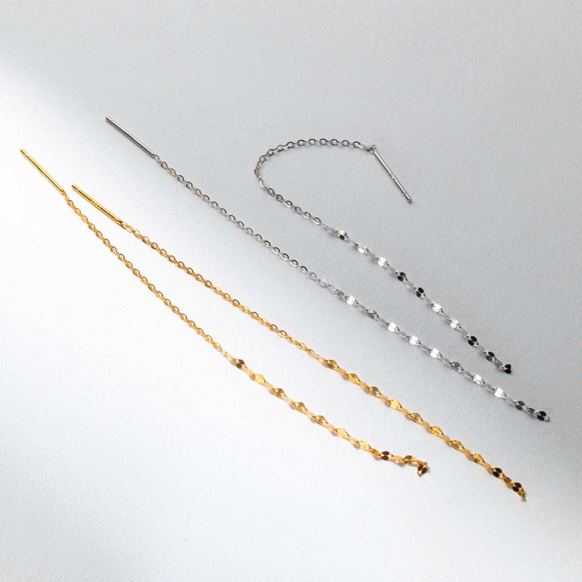 Minimalist Chain Threader S925 Sterling Silver Long Tassel Ear Line Drop Earrings