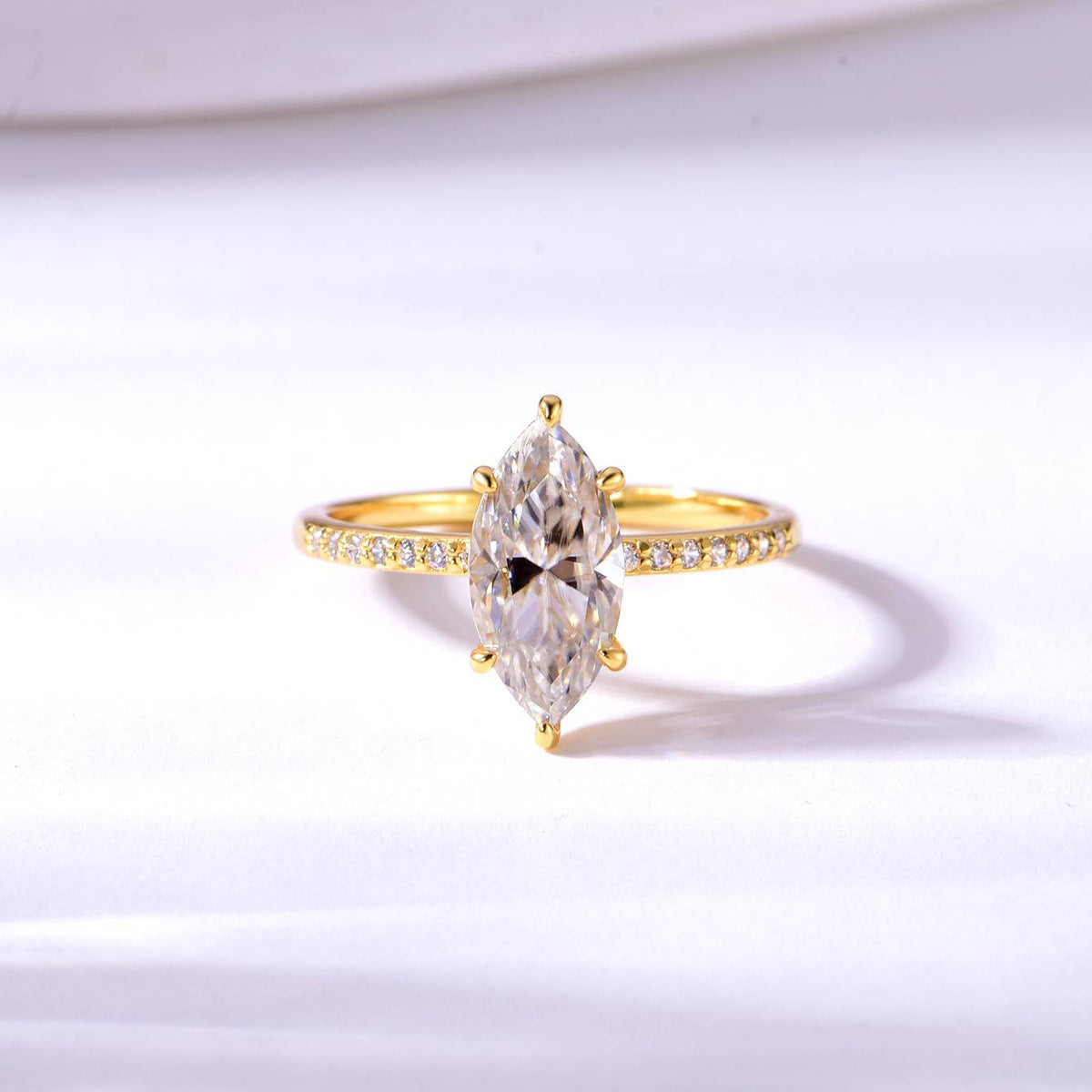 Geometric Ring with Horse Eye Shaped Moissanite 925 Sterling Silver Ring