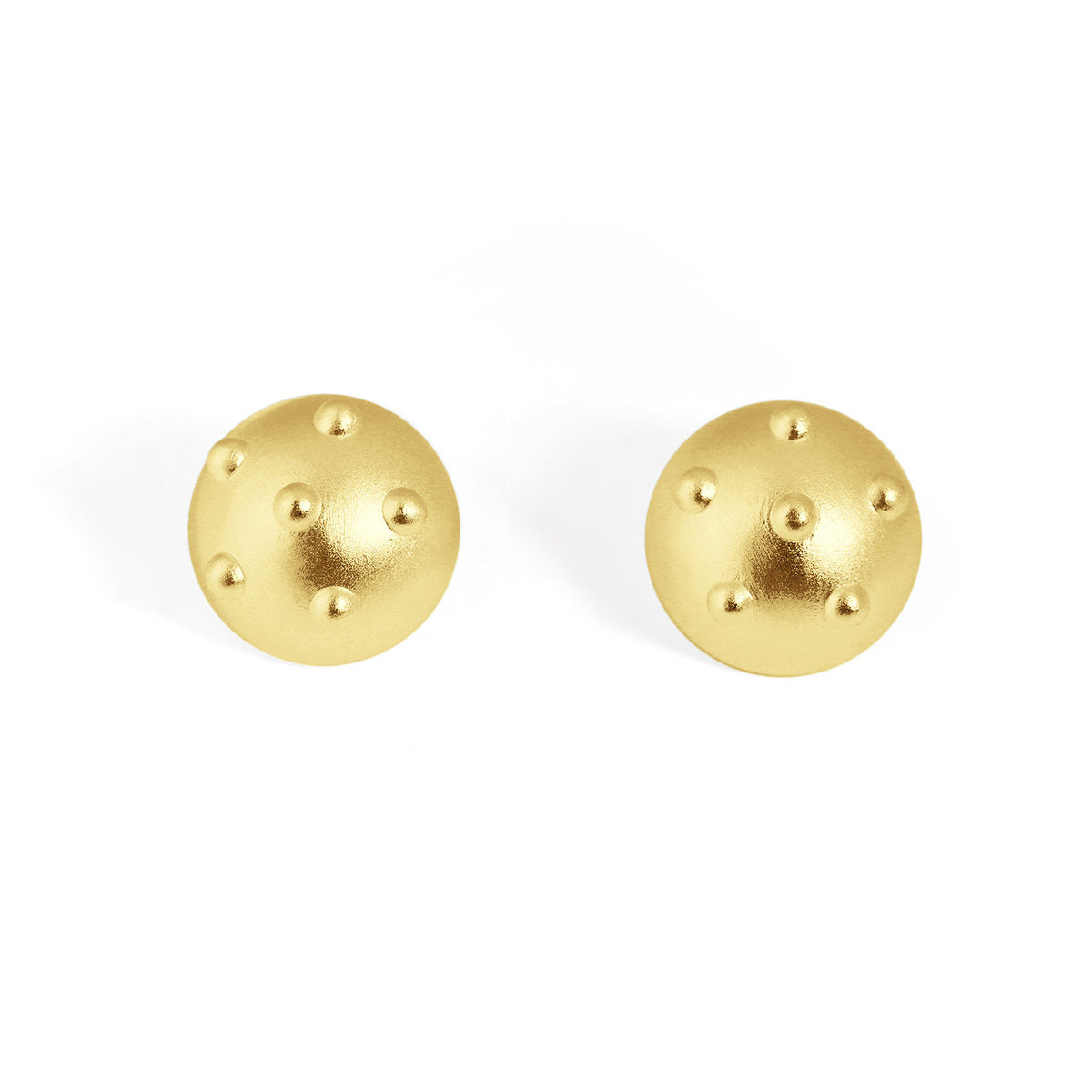 Chunky Jewelry Electroforming Lady's Modern Geometry Round Ball With Rivet S999 Sterling Silver Huge Stud Earrings
