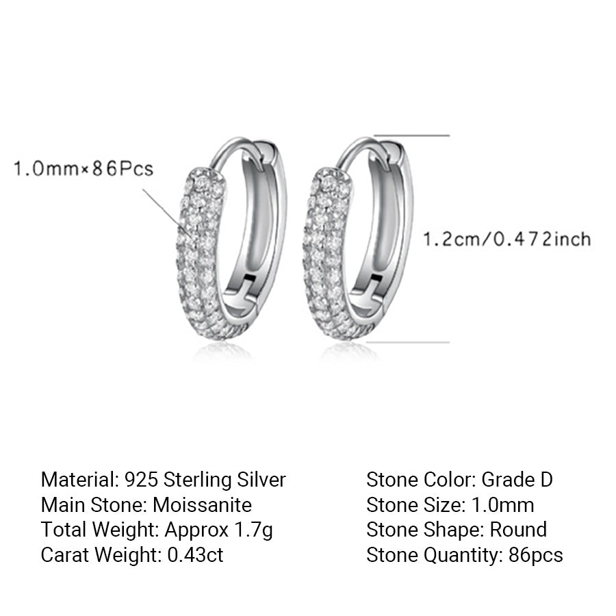 Starry Sky Circle Moissanite 925 Sterling Silver Hoop Earrings
