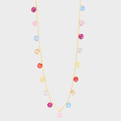 Beautiful Colorful Round CZ 925 Sterling Silver Necklace