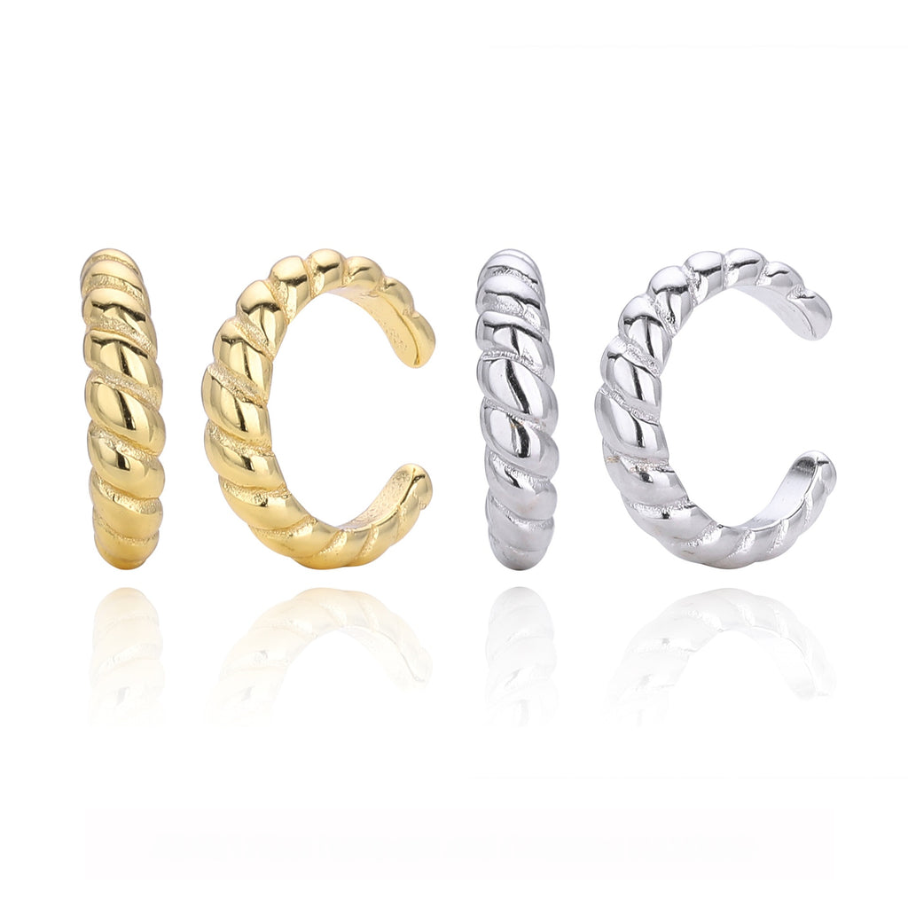 Elegant Twist Design Minimalist Geometric Style 925 Sterling Silver Hoop Earrings