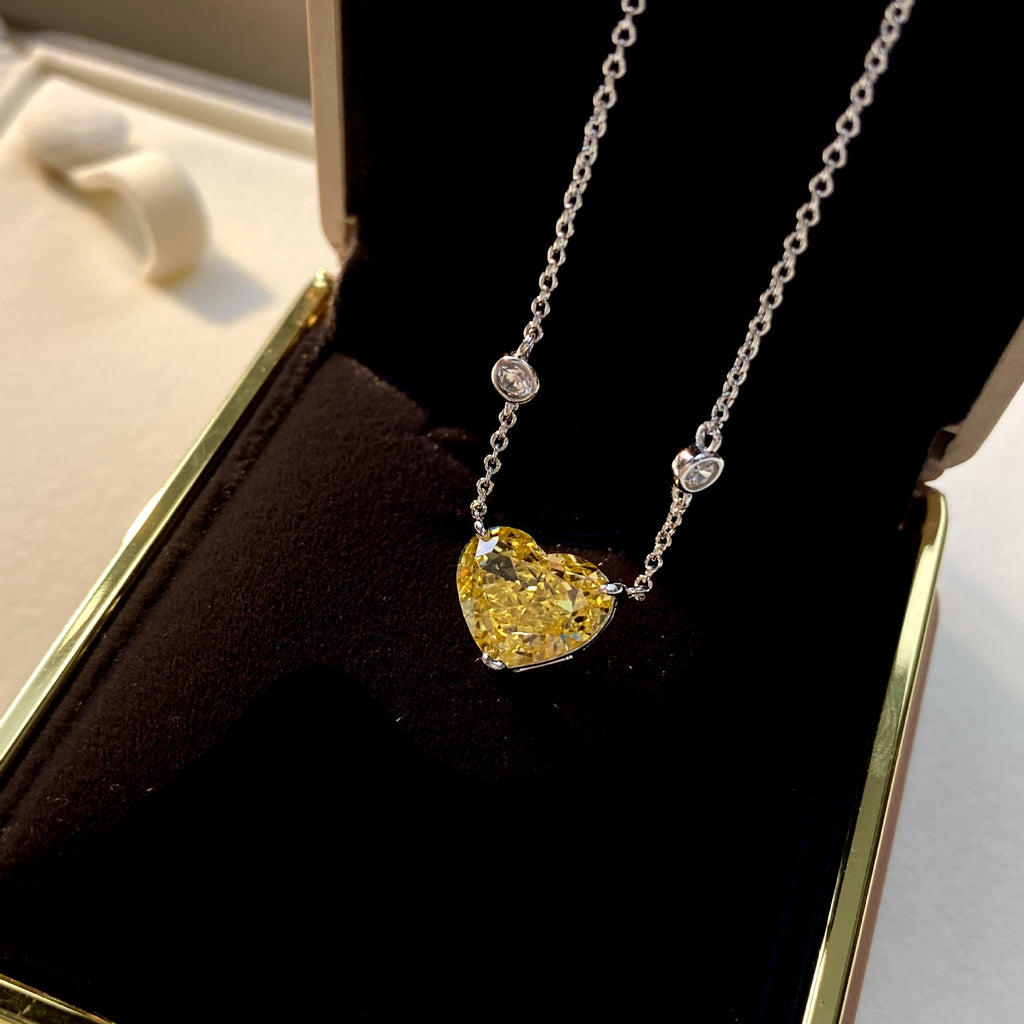 Heart Shaped High Carat Diamond Pendant on a 925 Sterling Silver Heart Necklace