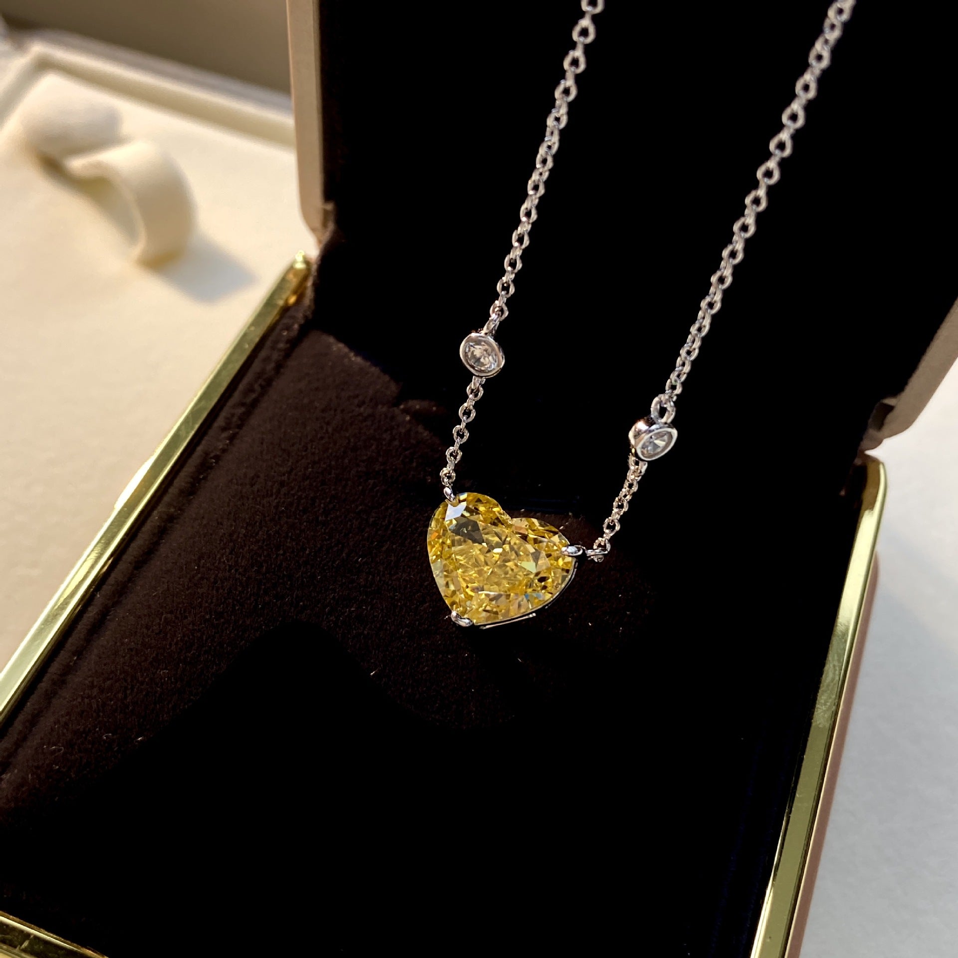 Heart Shaped High Carat Diamond Pendant on a 925 Sterling Silver Heart Necklace
