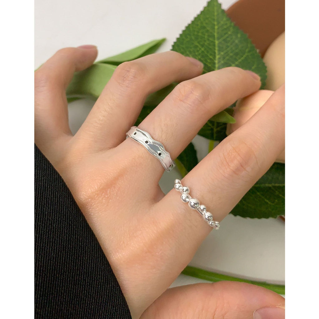 Geometric Design Silver Adjustable 925 Sterling Silver Ring