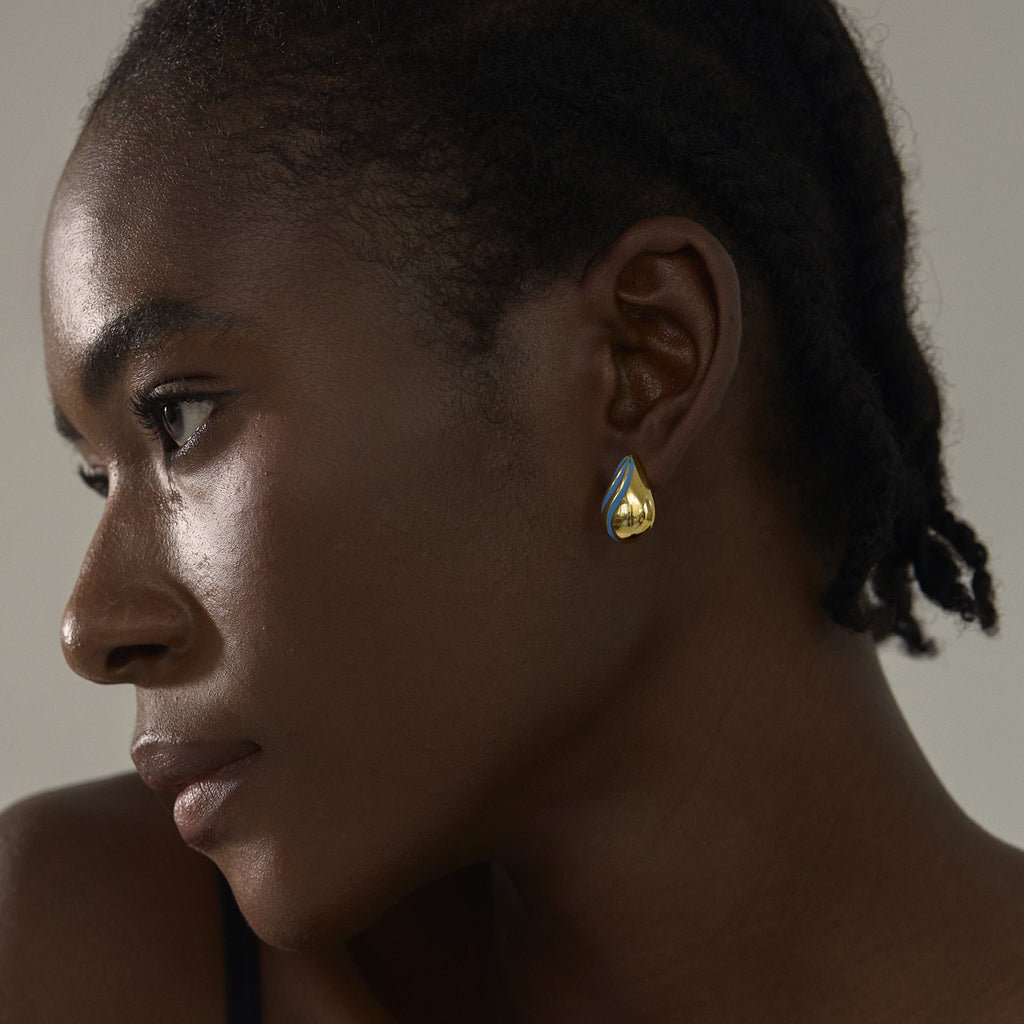 Fine Jewelry For Professional Women Sophisticated 999 Pure Silver Office Golden Irregular Waterdrop Electroforming Lightweight Statement Stud Earrings