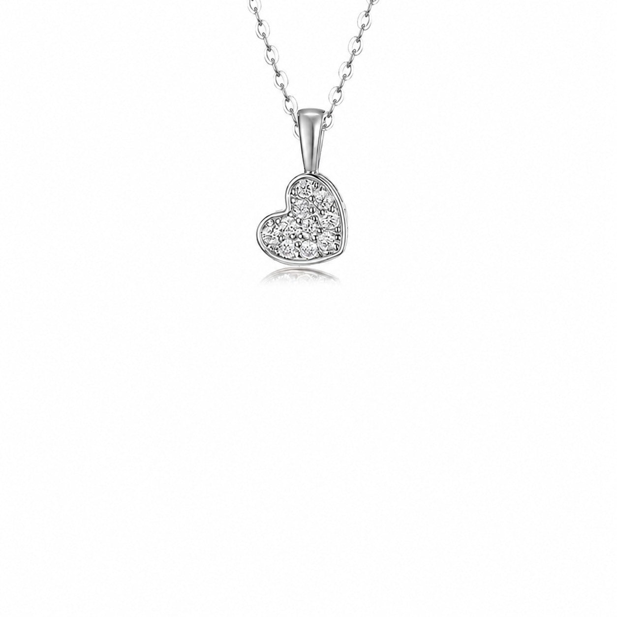 Heart Shape White Moissanite Pave Cluster 925 Sterling Silver Necklace