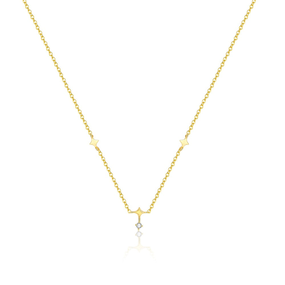 Women Casual Four Pointed Star 925 Sterling Silver Necklace Earring (Single)