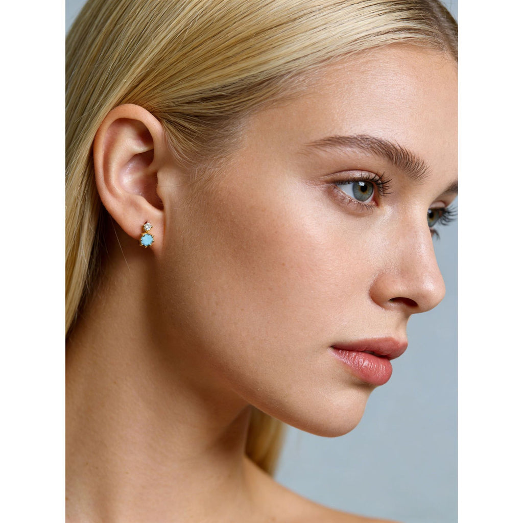 Geometric Circle Design  Colorful Circle and Teardrop Shapes 925 Sterling Silver and Cubic Zirconia Earrings