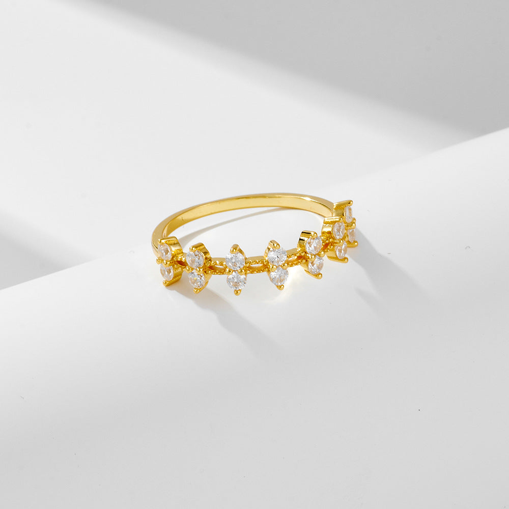 Lady CZ Leaves Fashion 925 Sterling Silver Ring