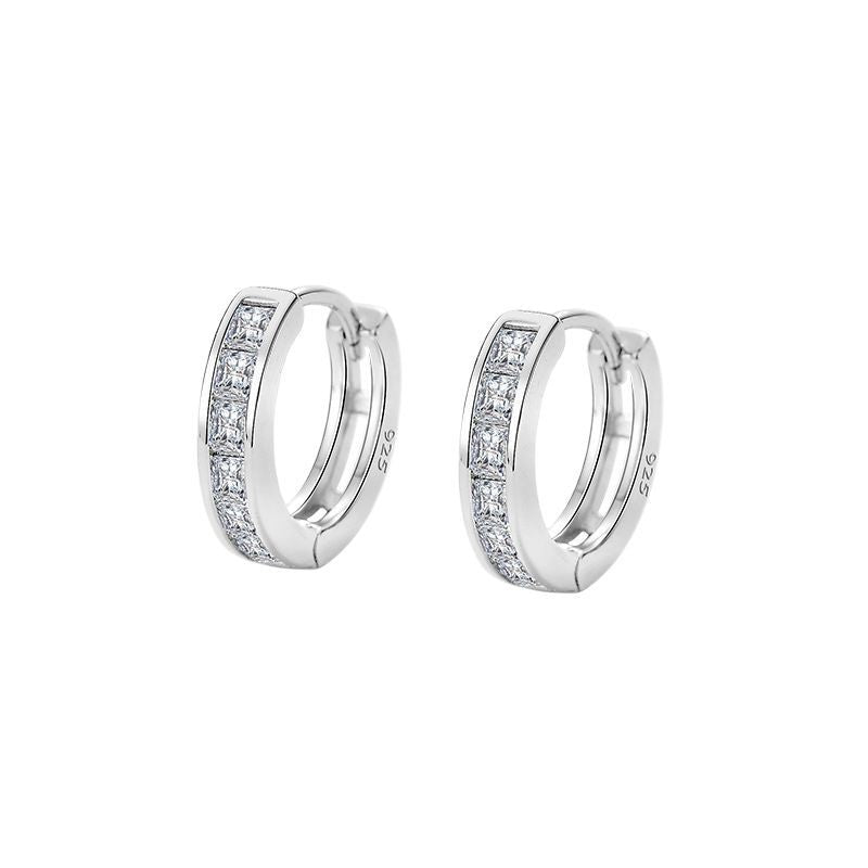 Minimalist Geometric CZ Luxury S925 Sterling Silver Hoop Earrings