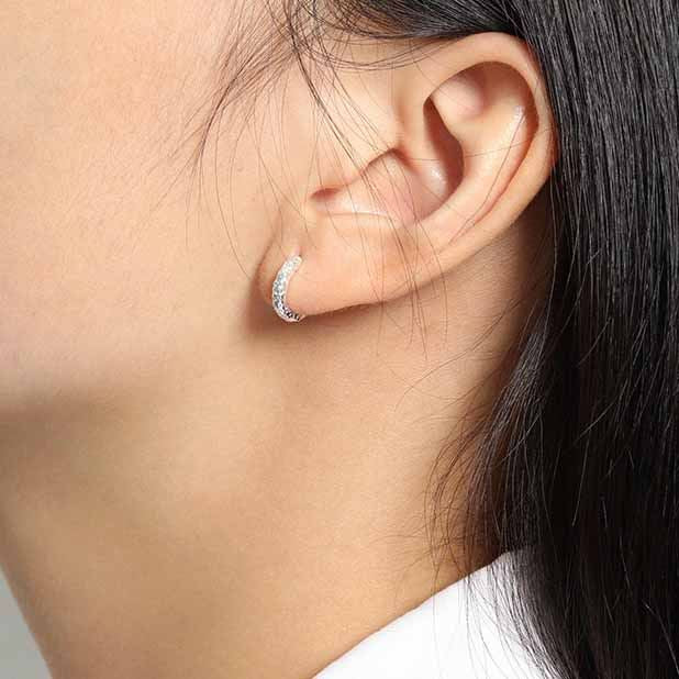 Mini Irregular Geometry Circle 925 Sterling Silver Huggie Earrings