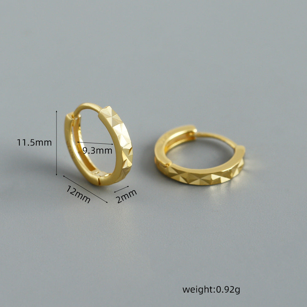 Geometric Polyhedral Hoop 925 Sterling Silver Earrings