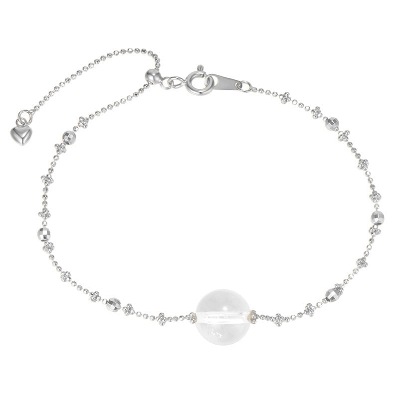 Elegant Geometric Design Clear Crystal Beaded Silver Adjustable Bracelet