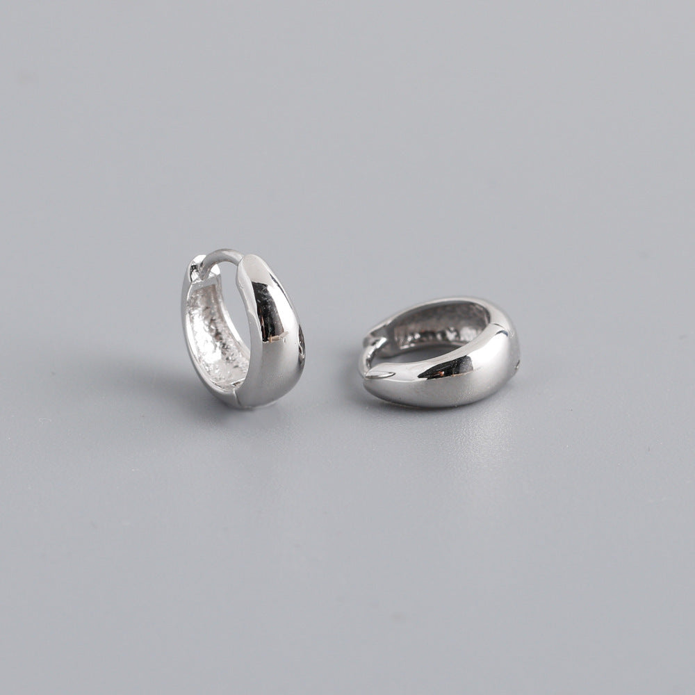 Fashionable Wide Design for Women Elegant Perfect for Daily Wear Geometric Gold 925 Sterling Silver Hoop Earrings