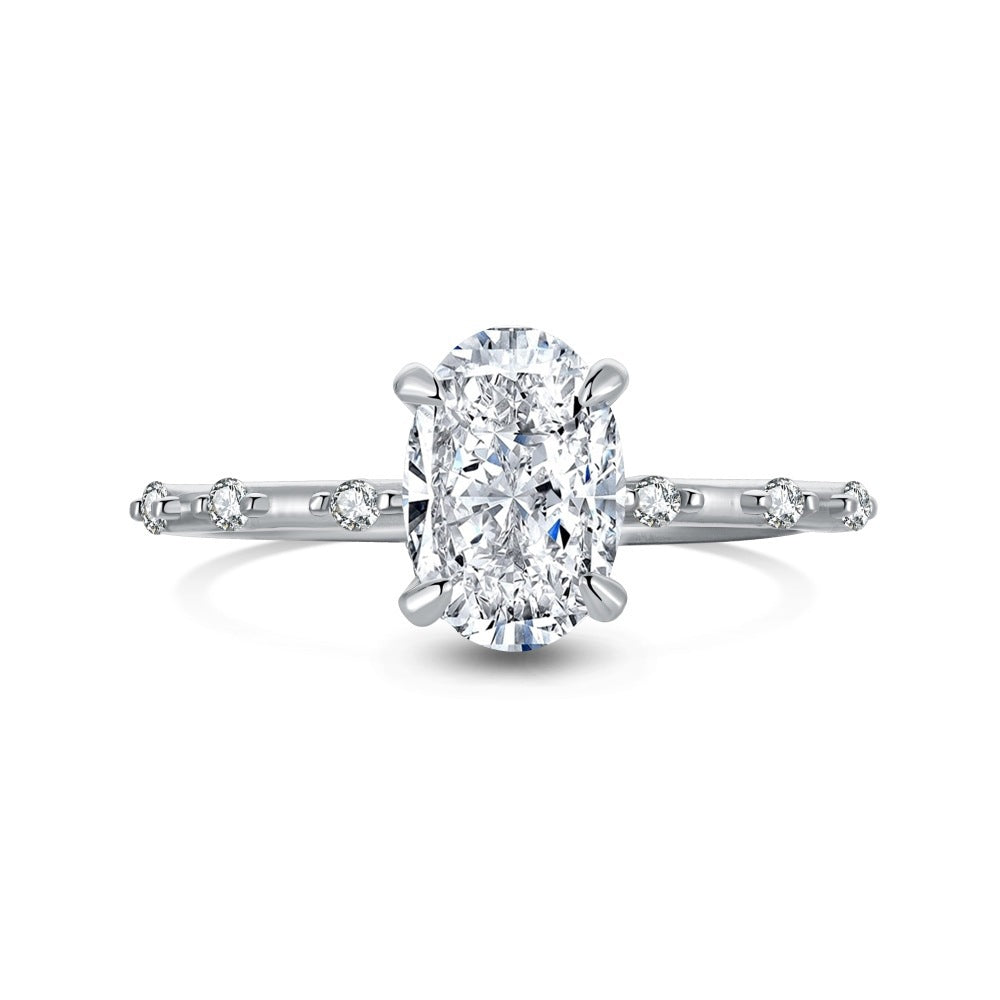 Elegant Oval Flower 8A Cubic Zirconia 925 Sterling Silver Adjustable Ring