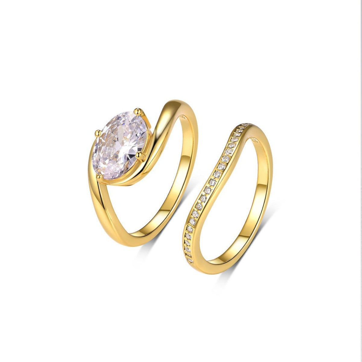 Oval Moissanite Stackable 925 Sterling Silver Ring Set