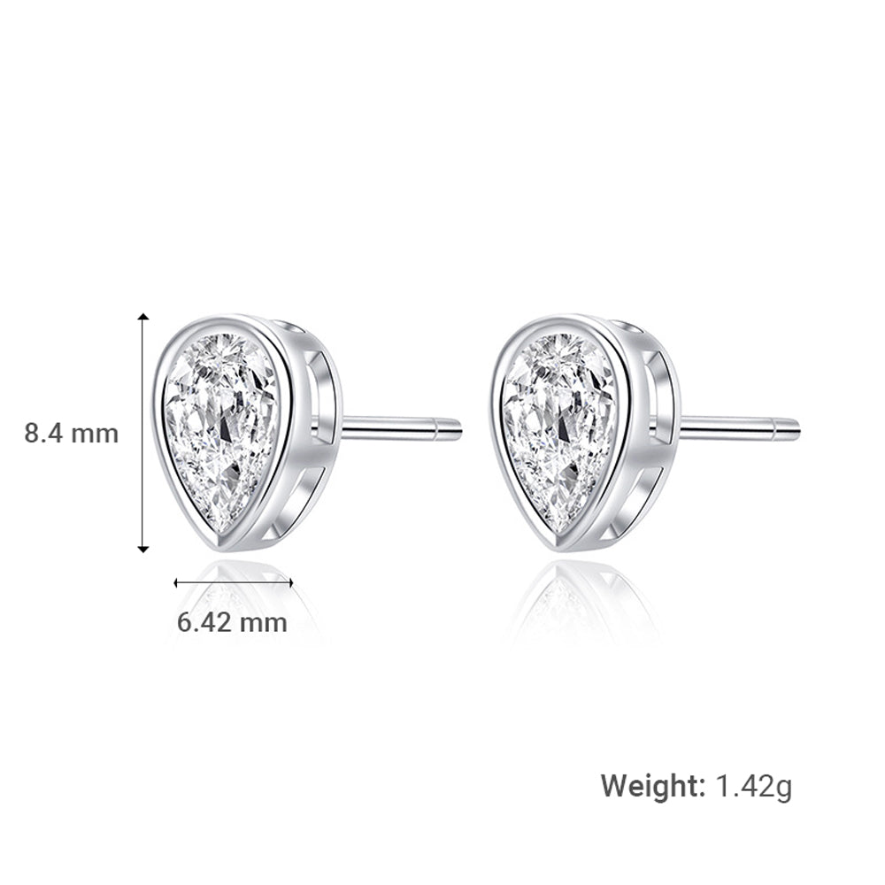 Fashion Ear Jewelry Luxury Teardrop CZ S925 Sterling Silver Stud Earrings