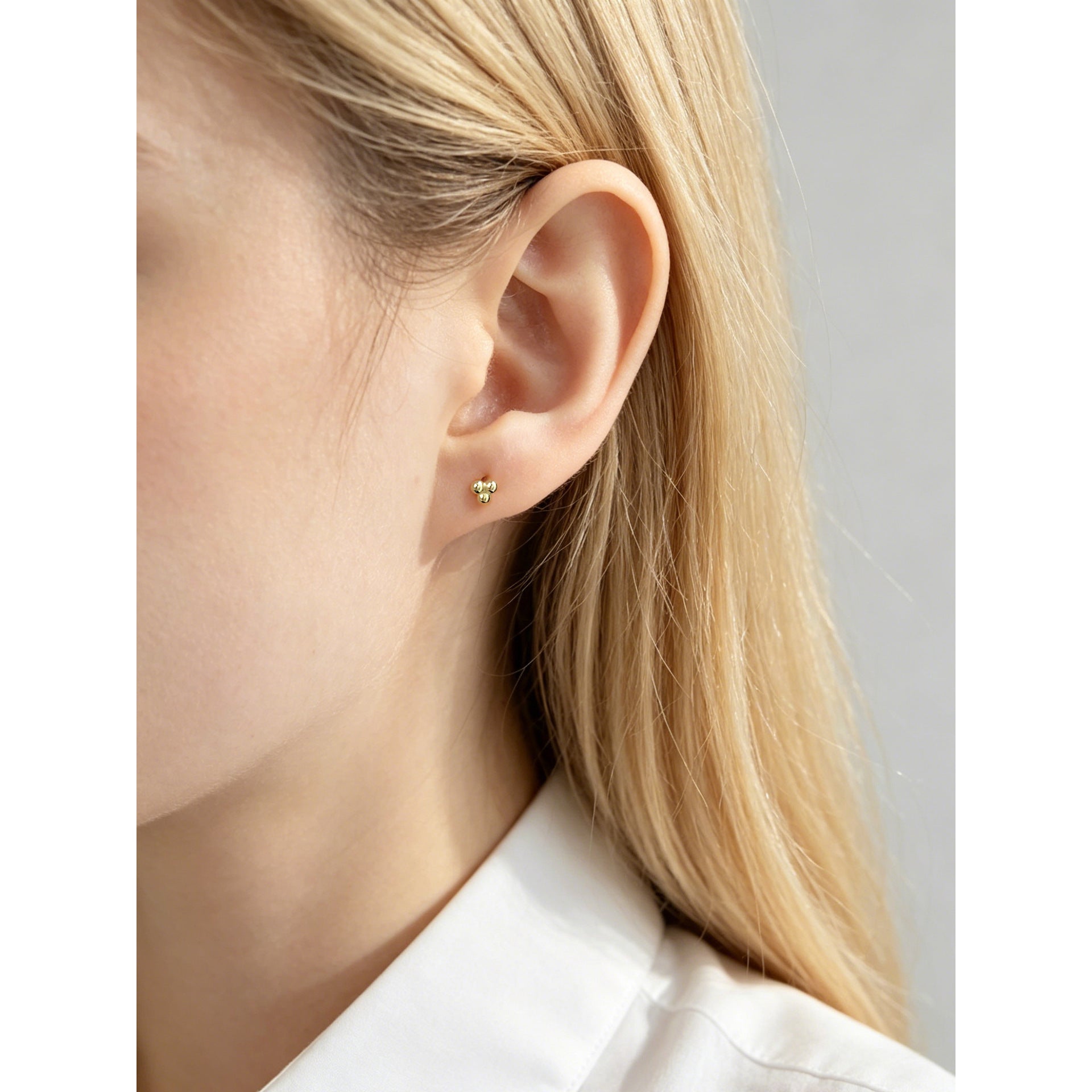 Geometric Design Featuring Three Beads  925 Sterling Silver Earrings