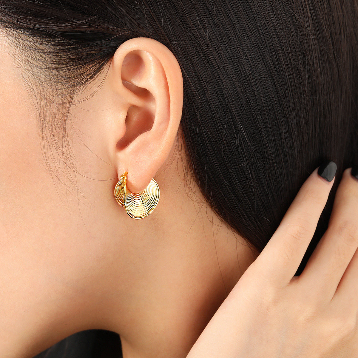Daily Fashion Jewelry Stylish 925 Sterling Silver Silver Women Irregular Thread Shell Hoop Earrings