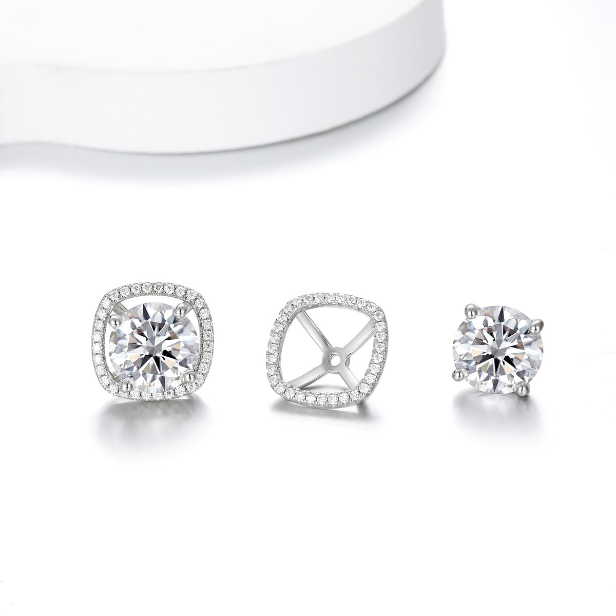White D Color Moissanite Cushion 925 Sterling Silver Earrings