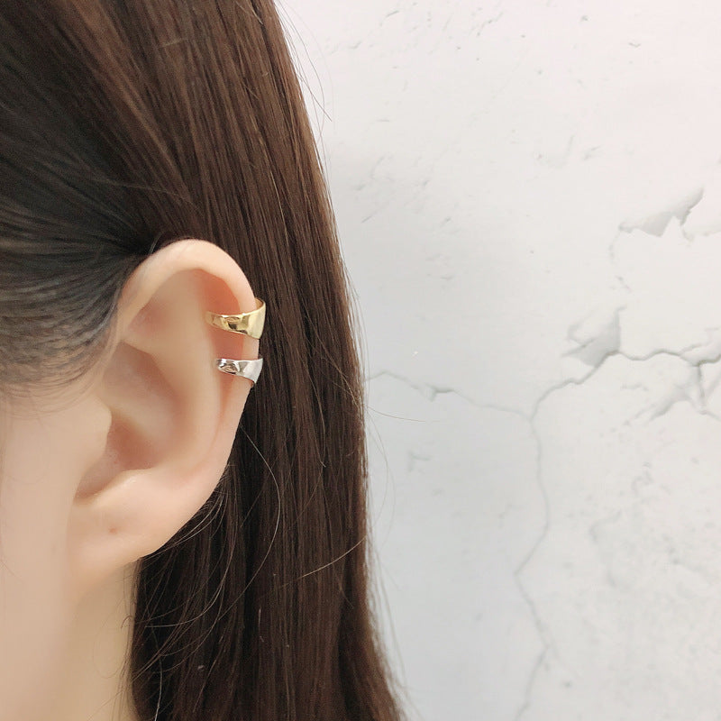Minimalist U shaped Earring Set  Openwork And Polished 925 Silver Ring