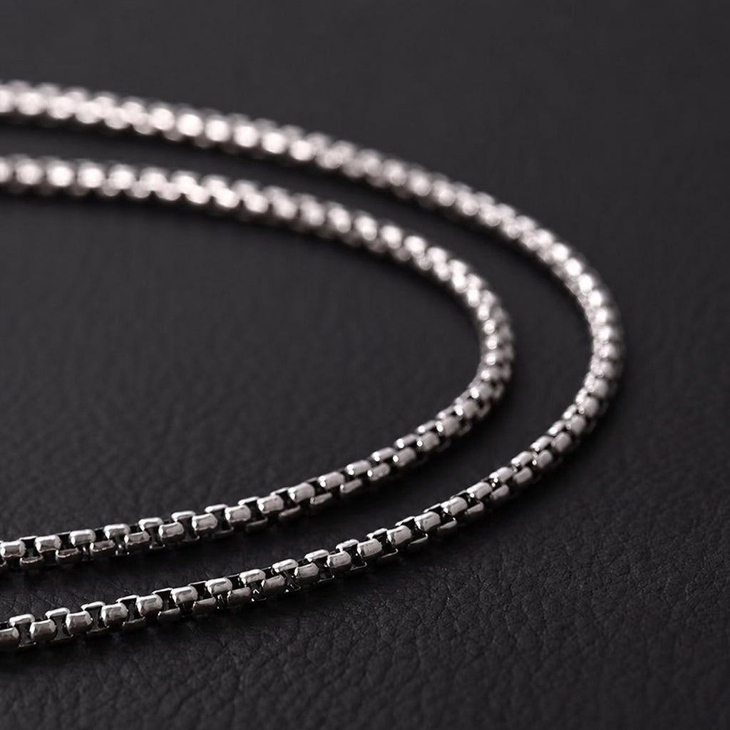 Geometric Circle Box Chain 925 Sterling Silver Necklacee