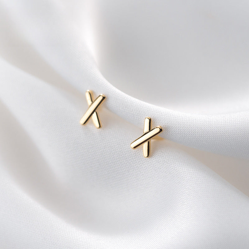 Minimalist X Letter Pure Metal S925 Silver Stud Earrings