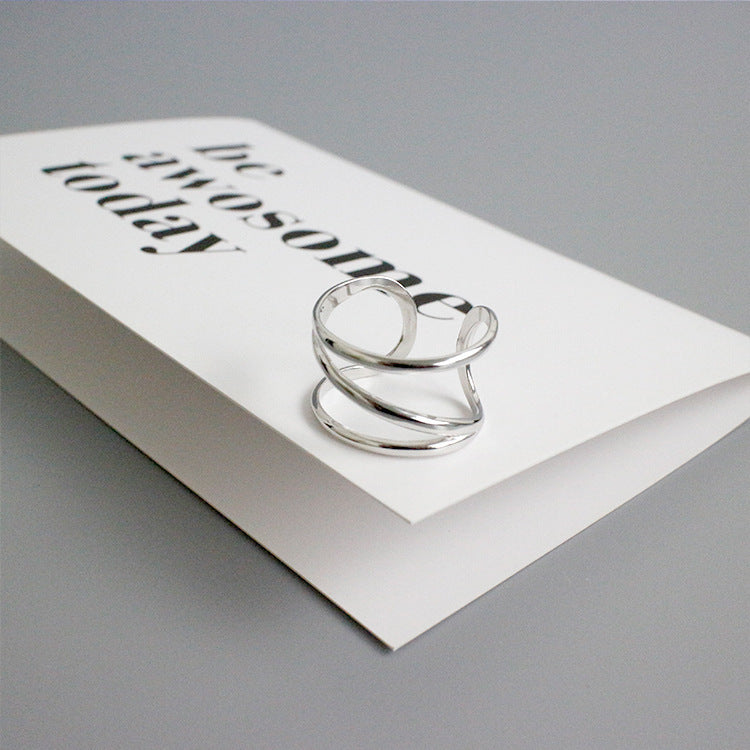 Geometric Chic Style Adjustable 925 Sterling Silver Open Ring