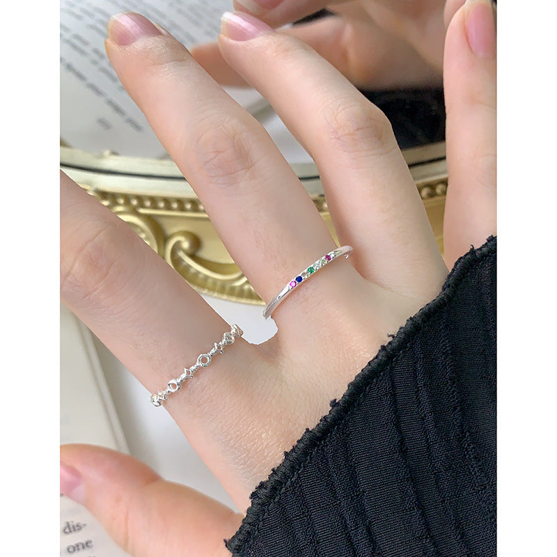 Geometric Star Pattern 925 Sterling Silver Adjustable Ring for Women with Elegant Minimalist Style Perfect for Daily Wear and Special Occasions Gift for Her