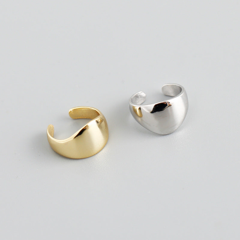 Minimalist U shaped Earring Set  Openwork And Polished 925 Silver Ring