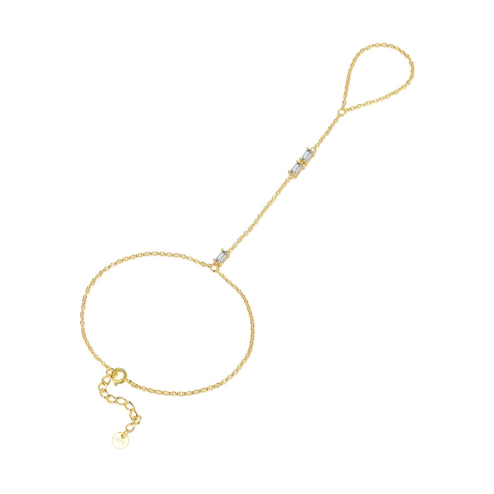 Elegant Shining Baguette Gold 925 Sterling Silver Dangling Earrings Necklace Bracelet Adjustable Ring