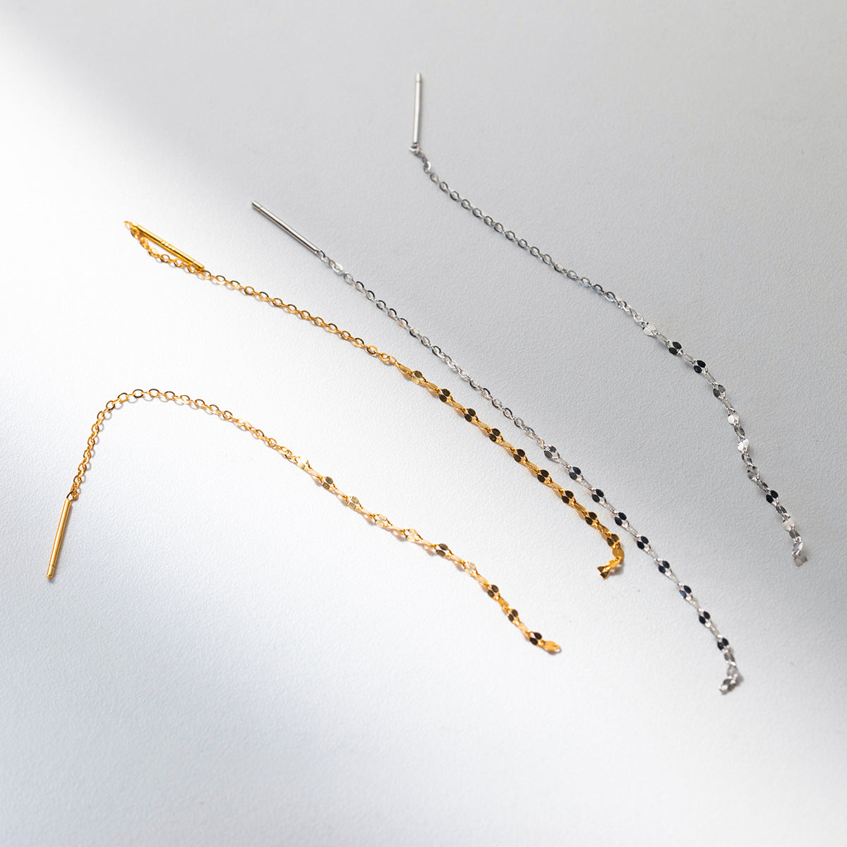 Minimalist Chain Threader S925 Sterling Silver Long Tassel Ear Line Drop Earrings