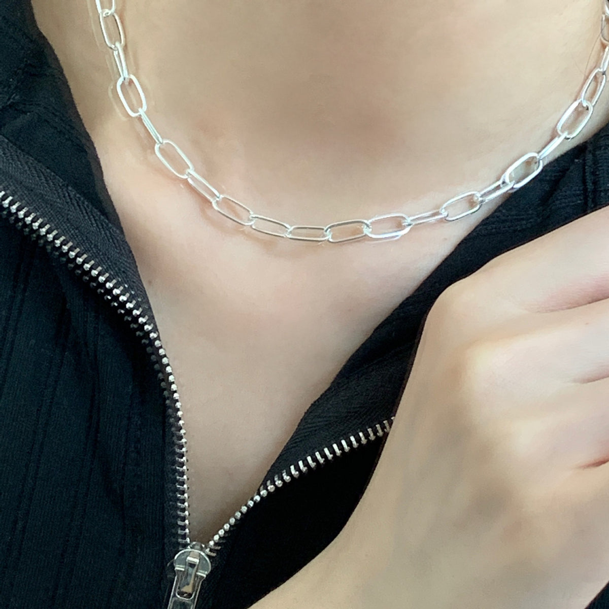 Modern Simple Hollow Curb Chain 925 Sterling Silver Necklace