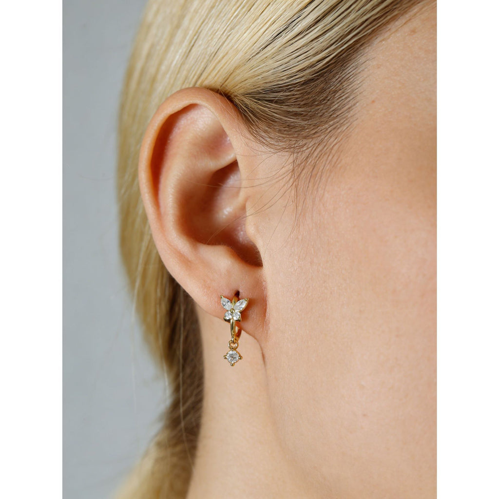 Butterfly Teardrop-Shaped Cubic Zirconia 925 Sterling Silver Earrings