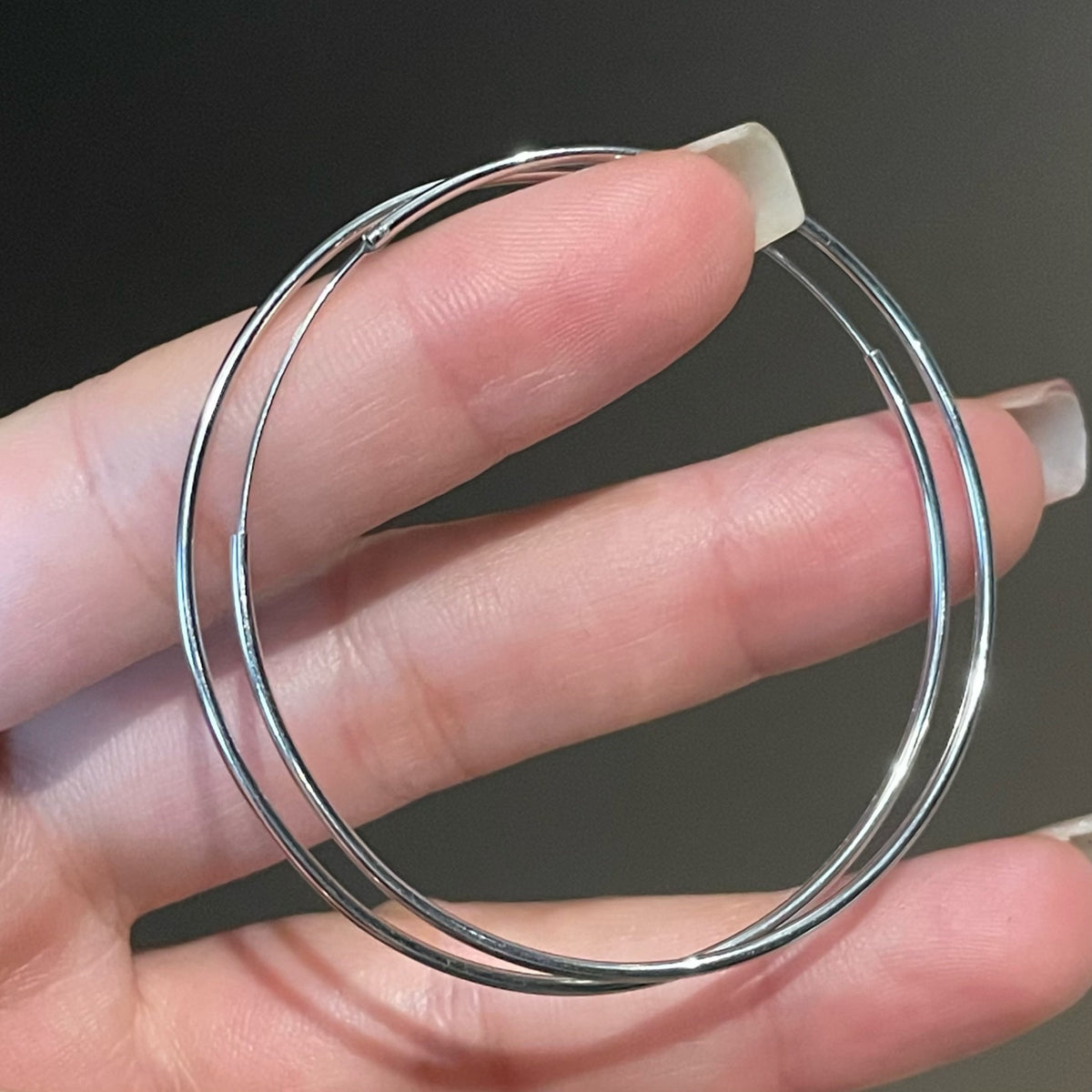 925 Sterling Silver Minimalist Large Hoop Stylish Geometric Earrings