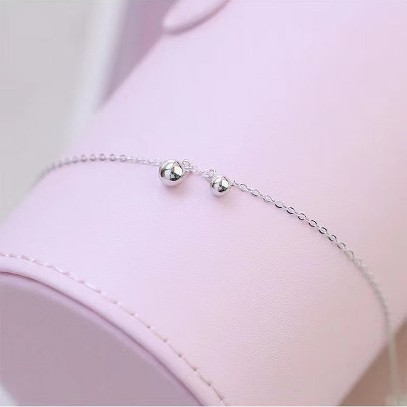 Simple Golden Rond Two Bells 925 Sterling Silver Anklet