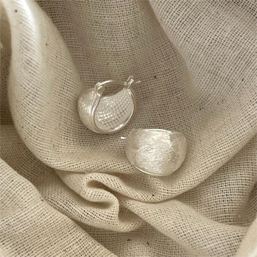 Wire-cut round dome 925 pure silver geometric circular stud Earrings
