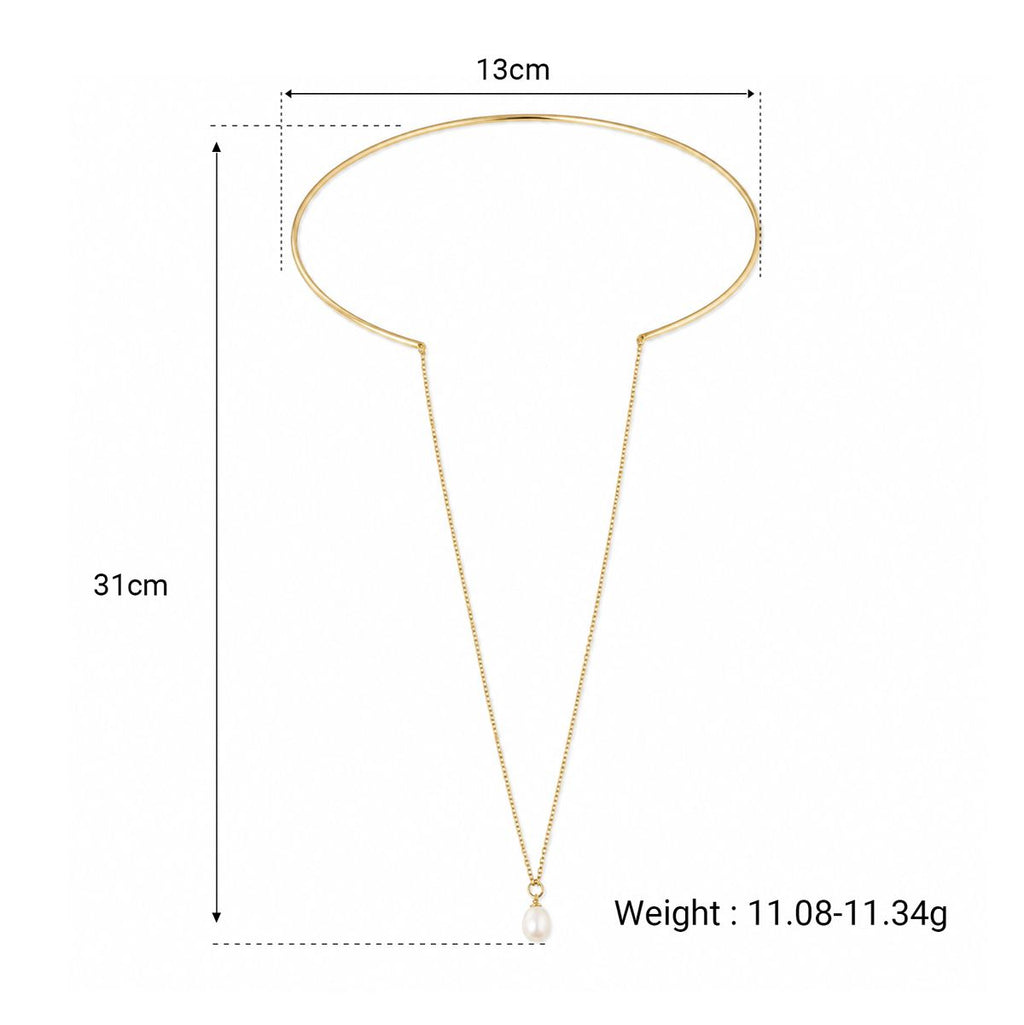 925 Sterling Silver Multi Wear Layered Open Choker Elegant Pearl Drop Pendant Collar Necklace
