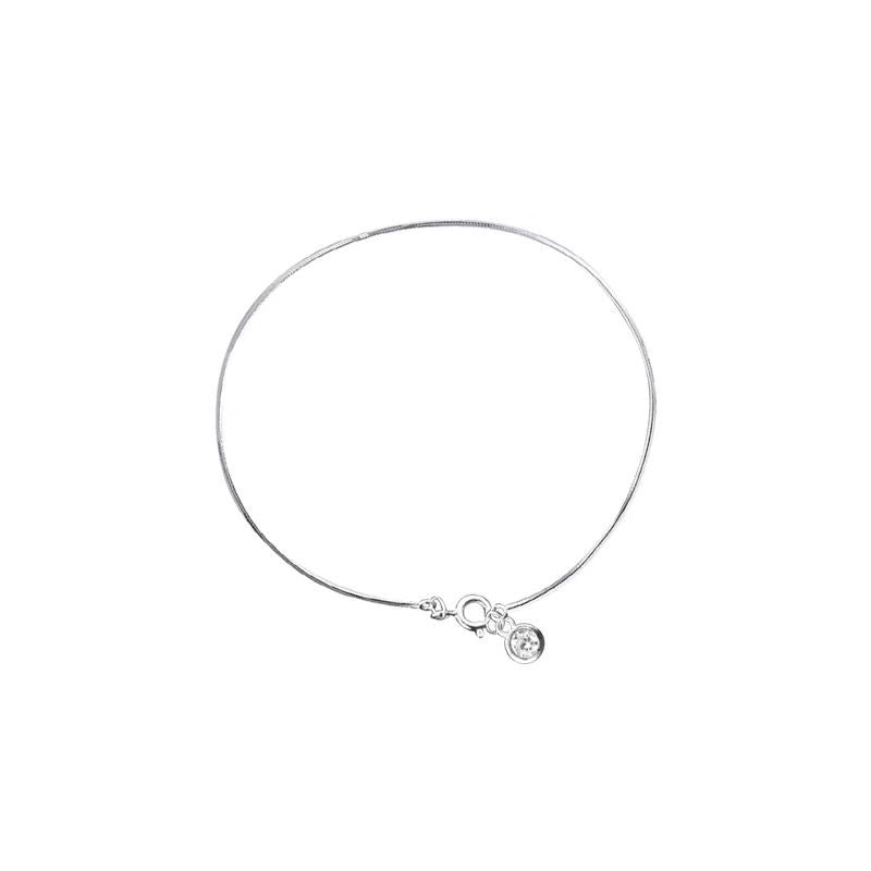 Office Snake Chian Round CZ Bubble 925 Sterling Silver Bracelet