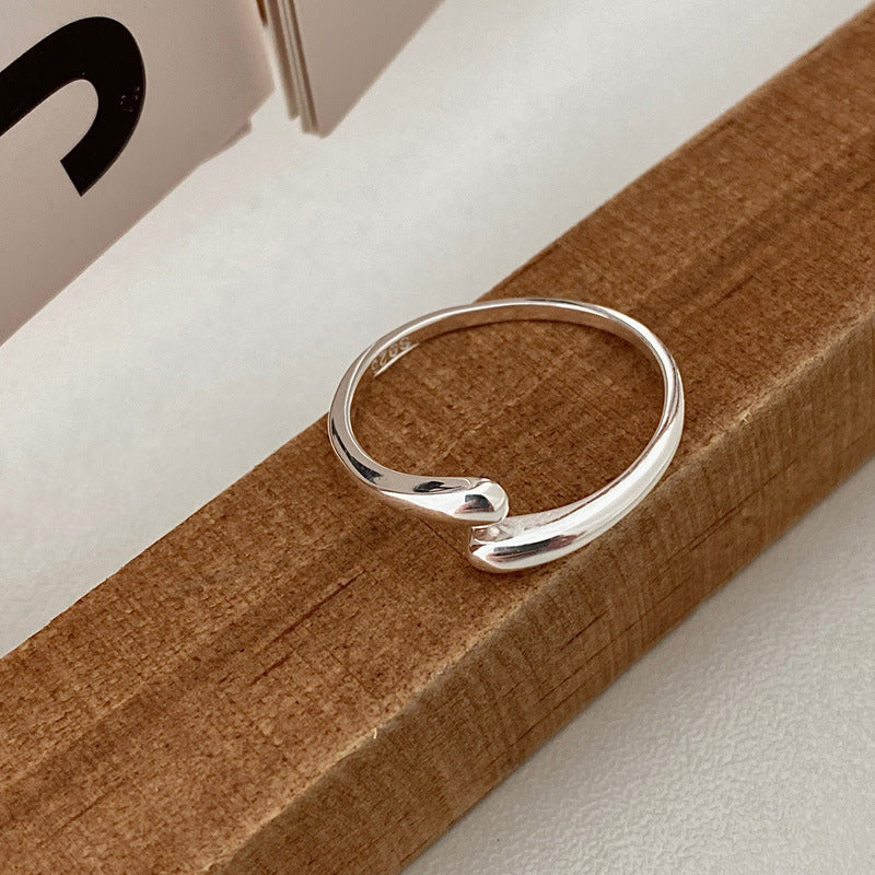 Elegant Water Drop Design Adjustable Women Minimalist Modern  925 Sterling Silver Open Ring