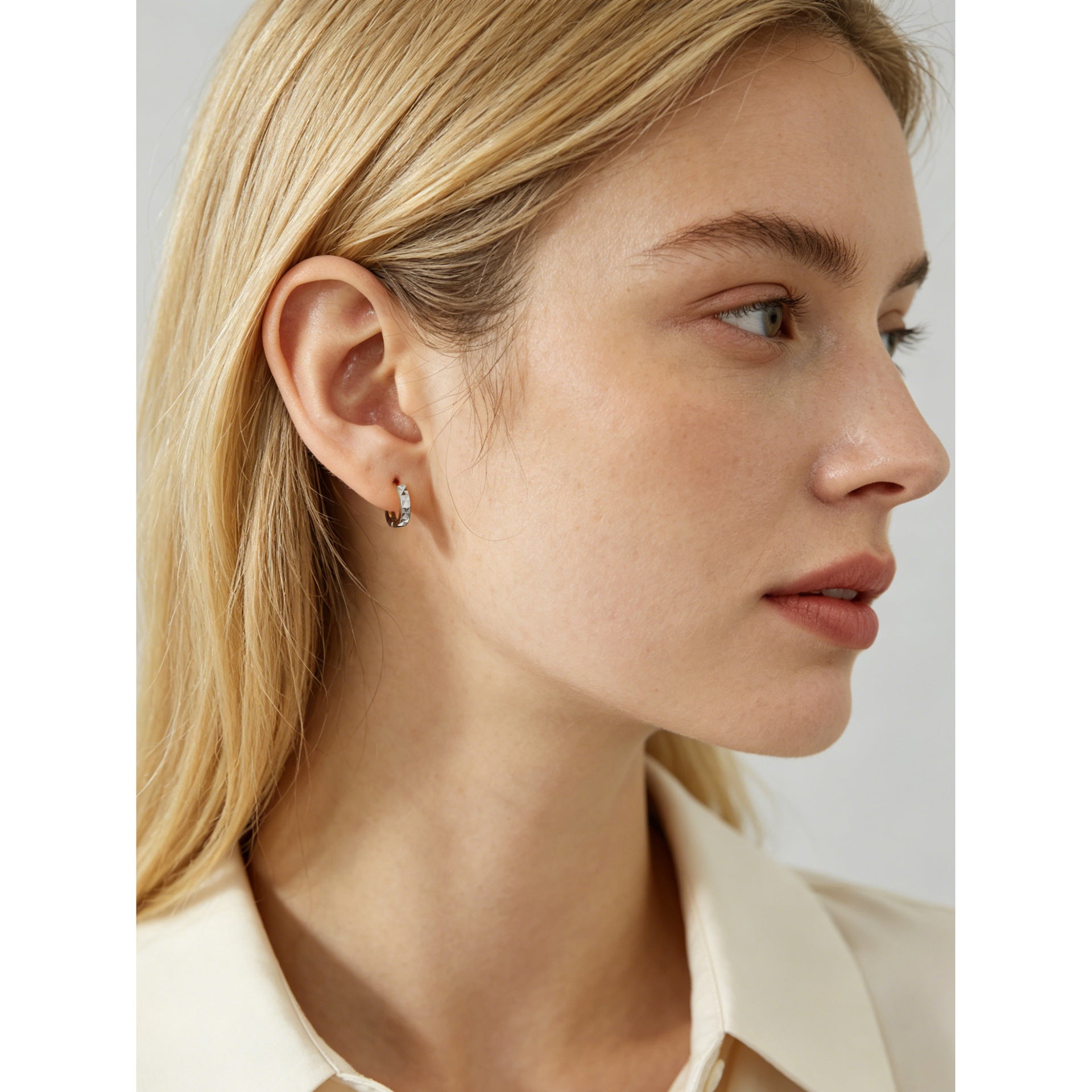 Geometric Polyhedral Hoop 925 Sterling Silver Earrings