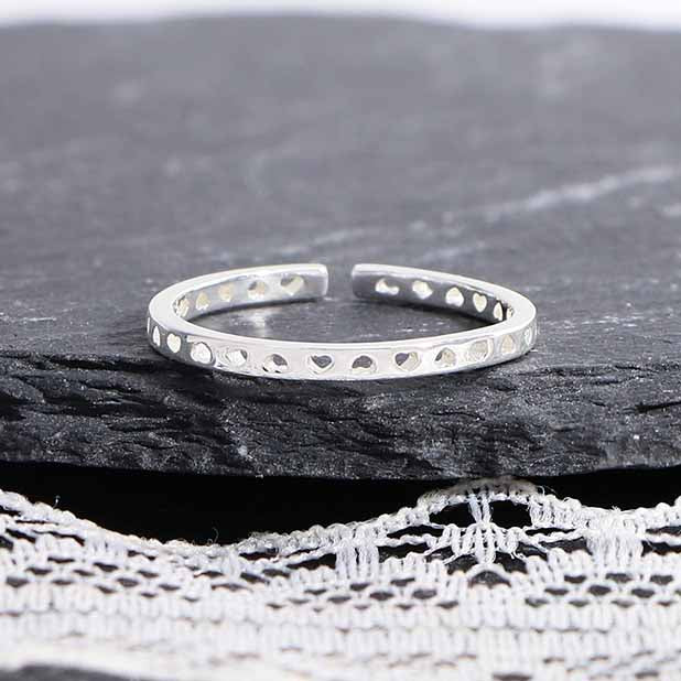 Honey Moon Hollow Hearts by Hearts 925 Sterling Silver Adjustable Ring