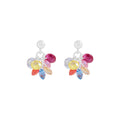 Modern Colorful CZ Bunch of Grapes 925 Sterling Silver Dangling Earrings