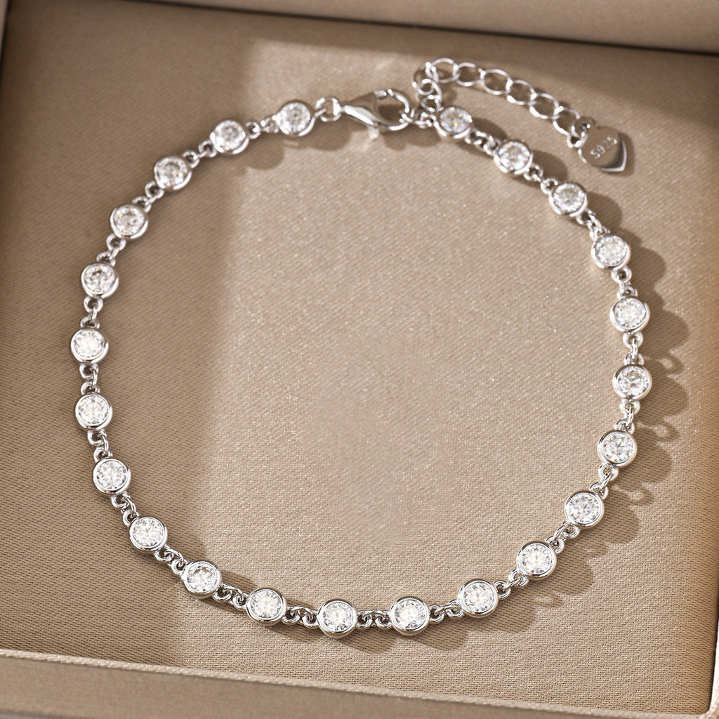 Luxury Bubble Chain Mocanite 925 Sterling Silver Bracelet