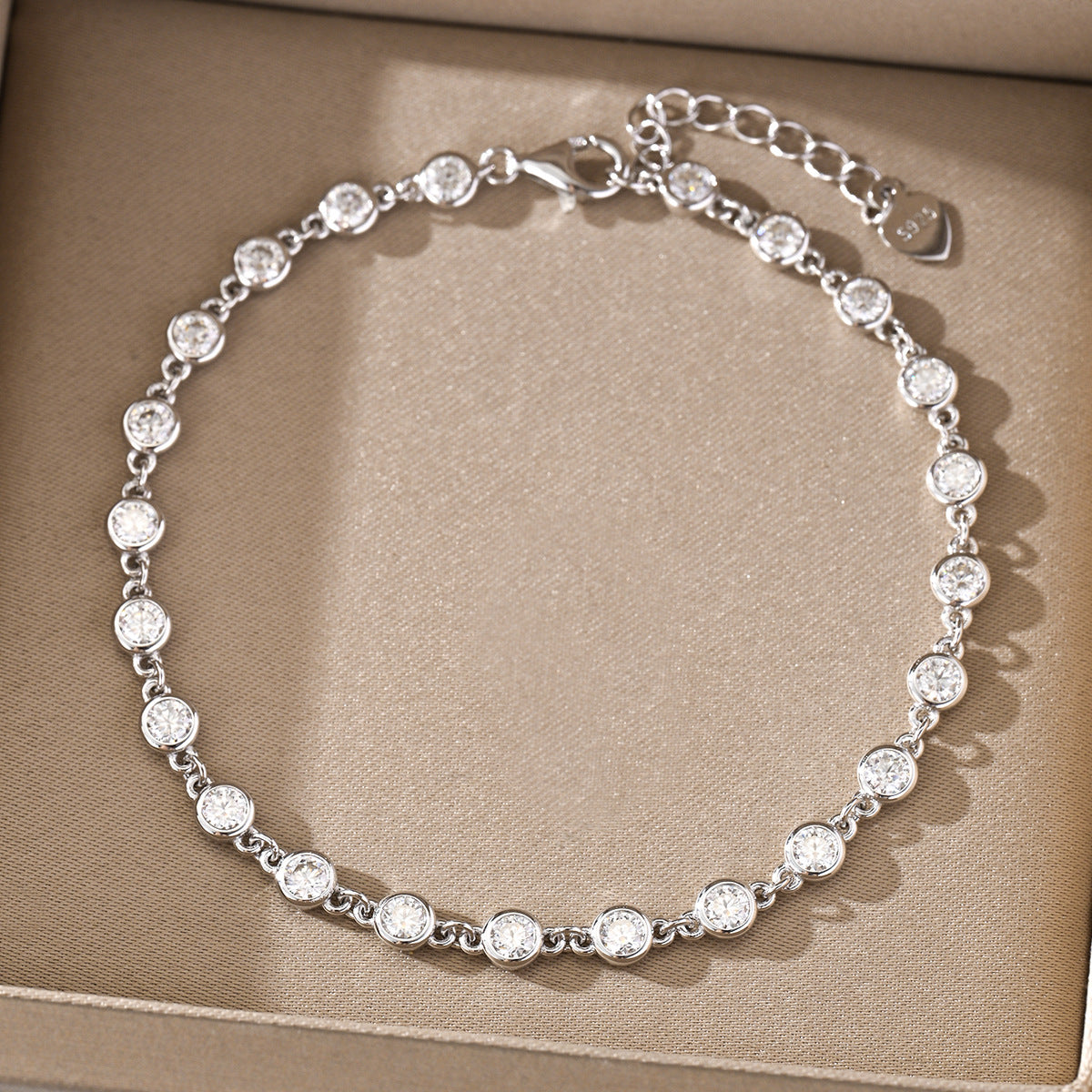 Luxury Bubble Chain Mocanite 925 Sterling Silver Bracelet
